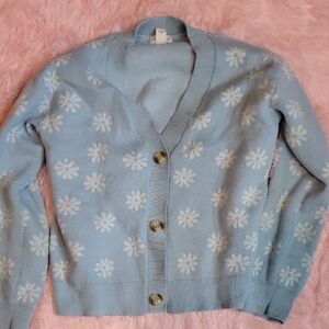 Cat & Jack Light Blue Snowflake Cardigan